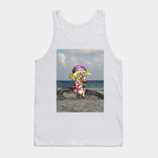 cartoon girl on a cuban beach Tank Top